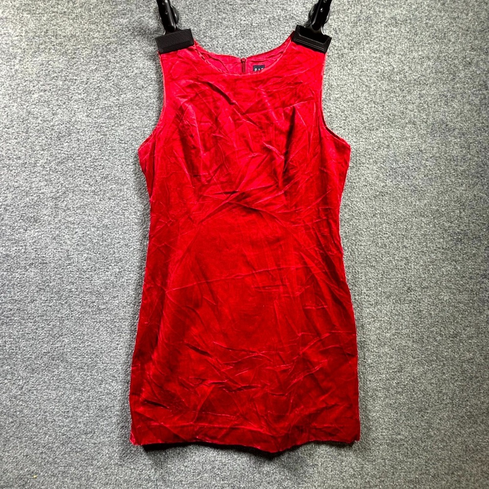 GAP Red Cotton Velvet Mini Dress Womens 14 Sleeveless Holiday Party 123275-00-1